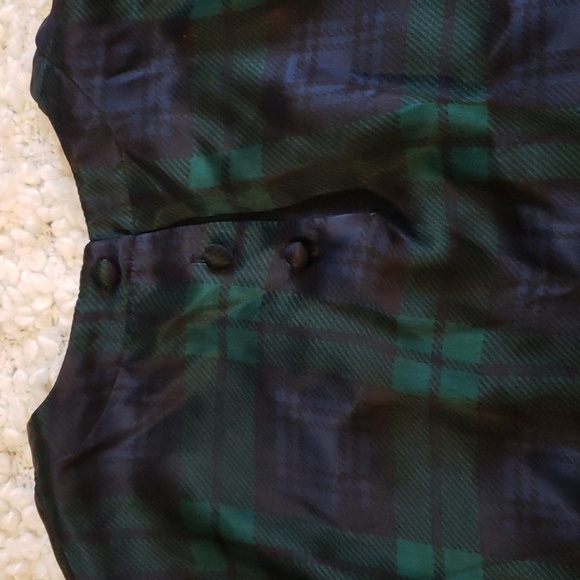 Vintage 90s jones new york 100% silk long sleeve blouse tartan green/navy/black - Picture 8 of 8
